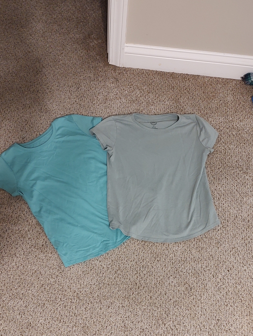Set Of 2 wonder nation Teal & Sage Short Sleeve Kids Tee Duo
